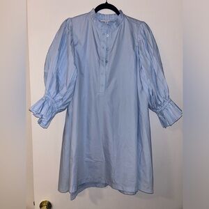 Light Blue Puff Sleeve Dress